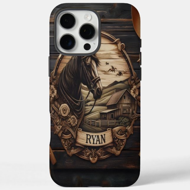 Pferdezuchtszene iPhone 16 Pro Max Hülle (Rückseite)
