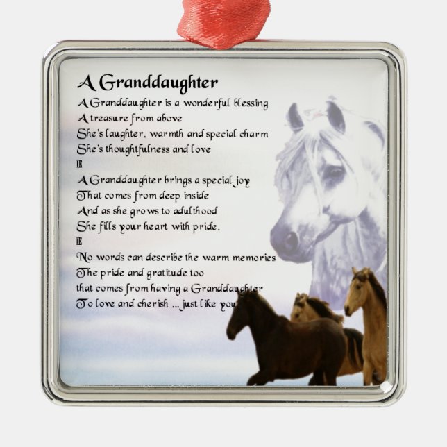 PferdGrandaughter Gedicht Ornament Aus Metall (Vorne)