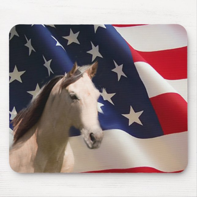 PferdMousepad amerikanische Flagge Mousepad (Vorne)