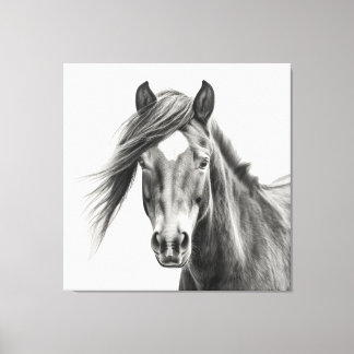 Pferdportrait: Monochrome handgezeichnete Pferde Leinwanddruck