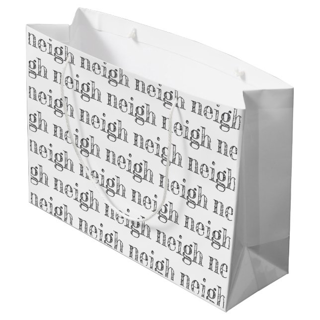 Pferdtypografie neigt Muster Liebhaber Stallpony Große Geschenktüte (Rückseite Schrägansicht)