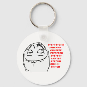 PFFTCH lachendes Raserei-Gesichts-Comic Meme Schlüsselanhänger