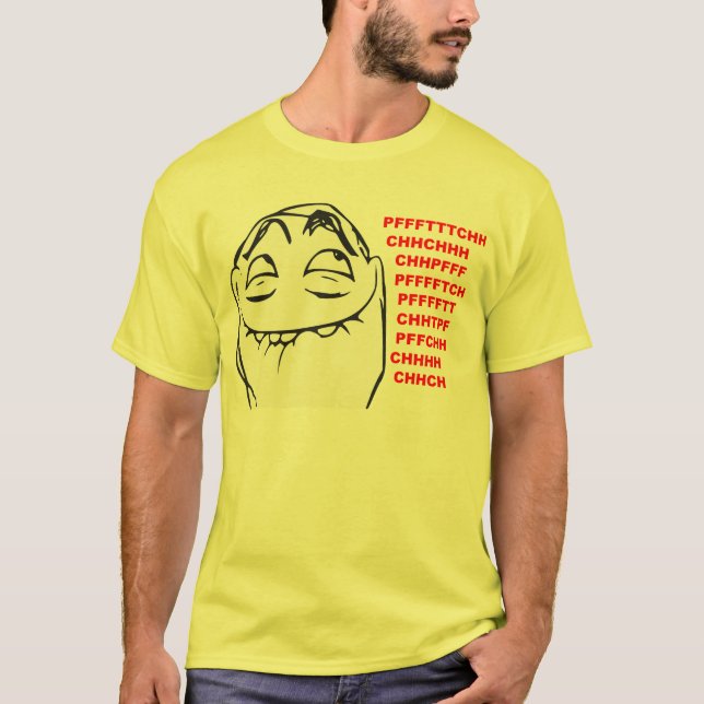 PFFTCH lachendes Raserei-Gesichts-Comic Meme T-Shirt (Vorderseite)