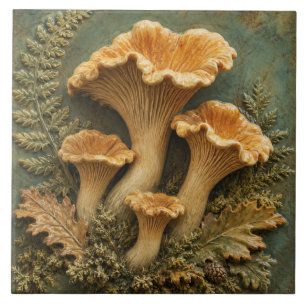 Pfifferlinge und Waldfarne Fliese