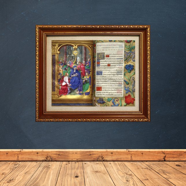 Pfingstbild Mittelalterliches Renaissancemanuskrip Poster (Pentecost Scene Medieval Renaissance Manuscript Catholic Christian Art Poster)