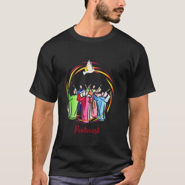 Pfingsten Tauben Tongues Feuerhitze Heiliger Geist T-Shirt (Vorderseite)