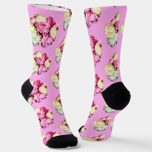 Pfingstrose Blumen Socken (Gewinkelt)
