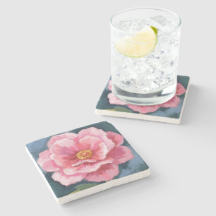 Pfingstrose-Blumen-Wasserfarbe-Floral Steinuntersetzer
