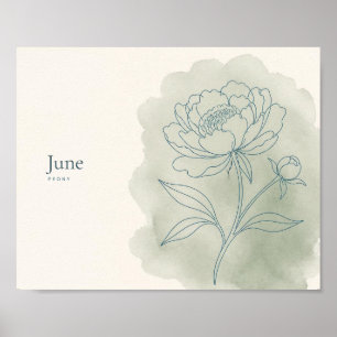 Pfingstrose Botanischer Kunstdruck Juni-Blume Poster