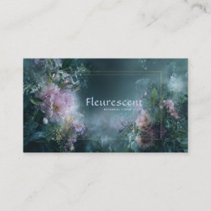 Pfingstrose Floral und gedämpftes Teal Blau Visitenkarte