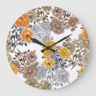 Pfingstrose Floral Wasserfarbe Weißer Hintergrund Große Wanduhr