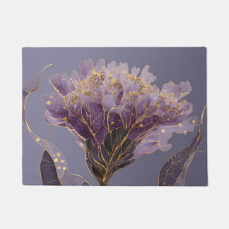 Pfingstrose inspirierte florale goldene Akzente Fußmatte