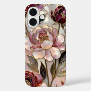 Pfingstrose iPhone-Hülle Buntglas Rosa Burgunderro iPhone 16 Hülle