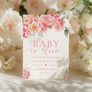 Pfingstrose Peony Floral Baby In Bloom Baby-Einlad Einladung
