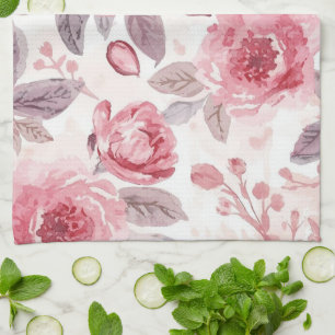 Pfingstrose Rosen-Wasserfarben-Blumengarten Geschirrtuch