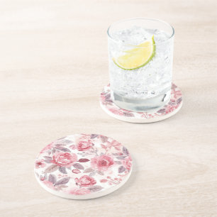 Pfingstrose Rosen-Wasserfarben-Blumengarten Getränkeuntersetzer