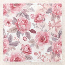 Pfingstrose Rosen-Wasserfarben-Blumengarten Glasuntersetzer
