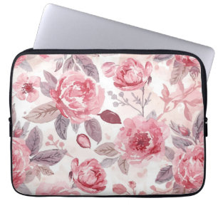 Pfingstrose Rosen-Wasserfarben-Blumengarten Laptopschutzhülle