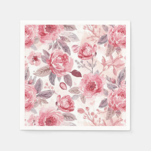 Pfingstrose Rosen-Wasserfarben-Blumengarten Serviette