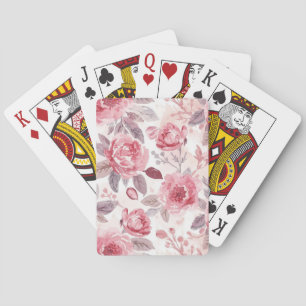 Pfingstrose Rosen-Wasserfarben-Blumengarten Spielkarten