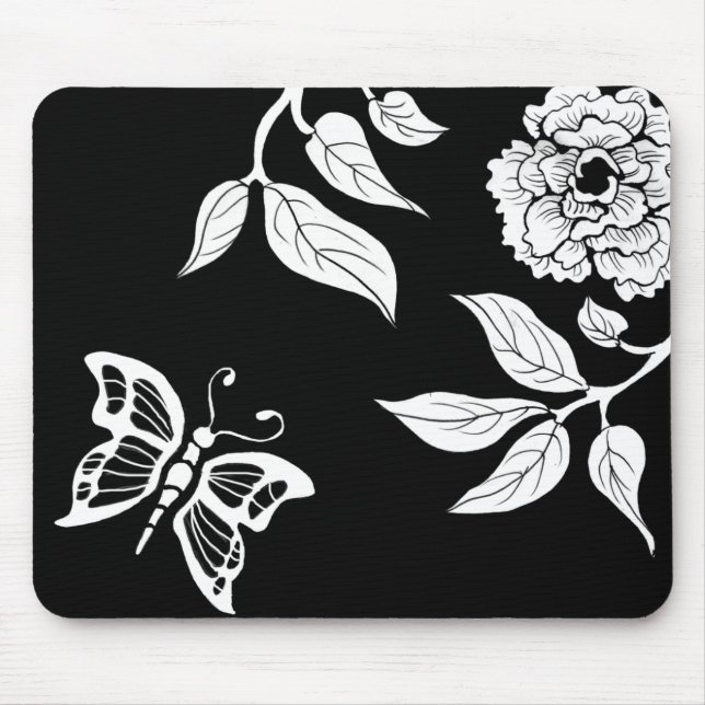 Pfingstrose u. Schmetterling Mousepad (Vorne)