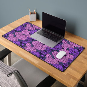 Pfingstrose und Hortensie in Rosa und Violett Schreibtischunterlage