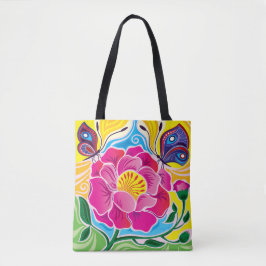 Pfingstrose und Schmetterlinge Tasche