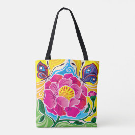 Pfingstrose und Schmetterlinge Tasche
