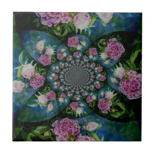 Pfingstrose weiß Pfingstrose Blumen-Aquarell-Manda Fliese