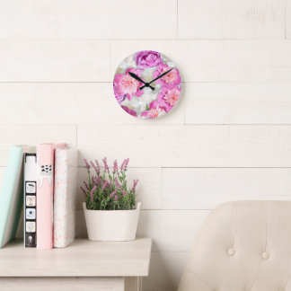Pfingstrose Weiße Pfingstrose - Romantische Blüten Runde Wanduhr