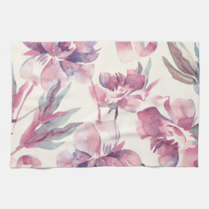 Pfingstrosen-Aquarell: nahtloser floraler Hintergr Geschirrtuch