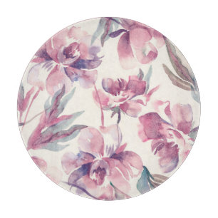 Pfingstrosen-Aquarell: nahtloser floraler Hintergr Schneidebrett