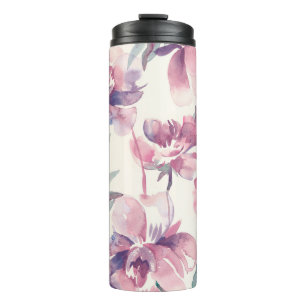 Pfingstrosen-Aquarell: nahtloser floraler Hintergr Thermosbecher