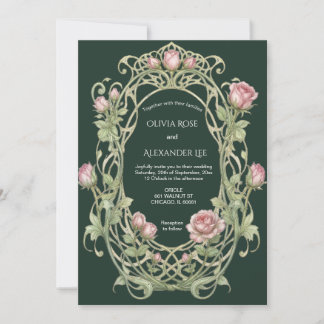 Pfingstrosen-Art Nouveau-Hochzeitseinladung Romant Einladung