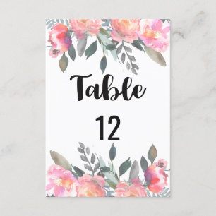 Pfingstrosen-Blumen-Hochzeitstisch-Nummern-Sitzord Einladung