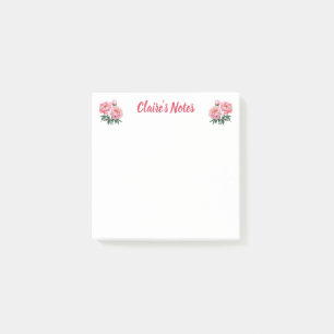 Pfingstrosen-Blumen-Name Post-it Klebezettel