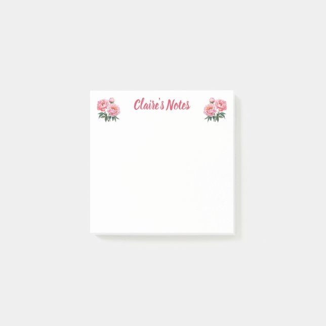 Pfingstrosen-Blumen-Name Post-it Klebezettel (Vorderseite)