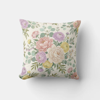 Pfingstrosen-Blumen-Weich-Pastell-Wurfkissen Kissen