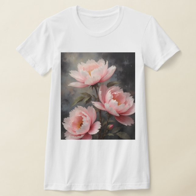 Pfingstrosen-Blumenkunstwerk T-Shirt (Ablage )