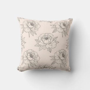 Pfingstrosen-Blumenlinie-Kunstmuster Soft Kissen