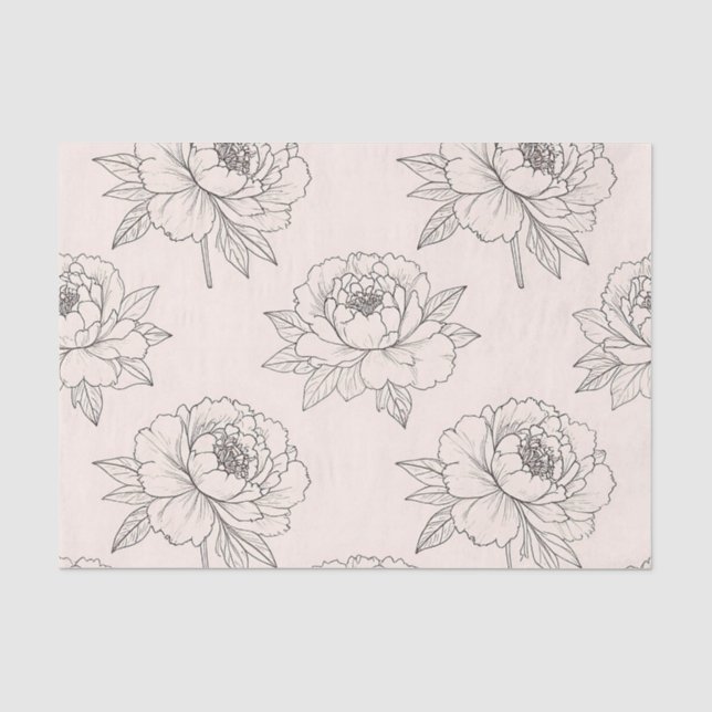 Pfingstrosen-Blumenlinien-Kunstmuster Soft Seidenpapier (Vorderseite)