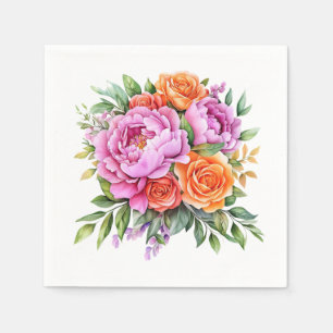 Pfingstrosen-Blumenmuster Serviette