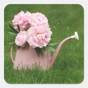 Pfingstrosen-Blumenstrauß Quadratischer Aufkleber