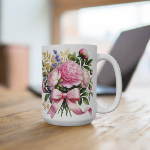 Pfingstrosen-Blumenstrauß-Tasse, Elegante Blumen-K Kaffeetasse