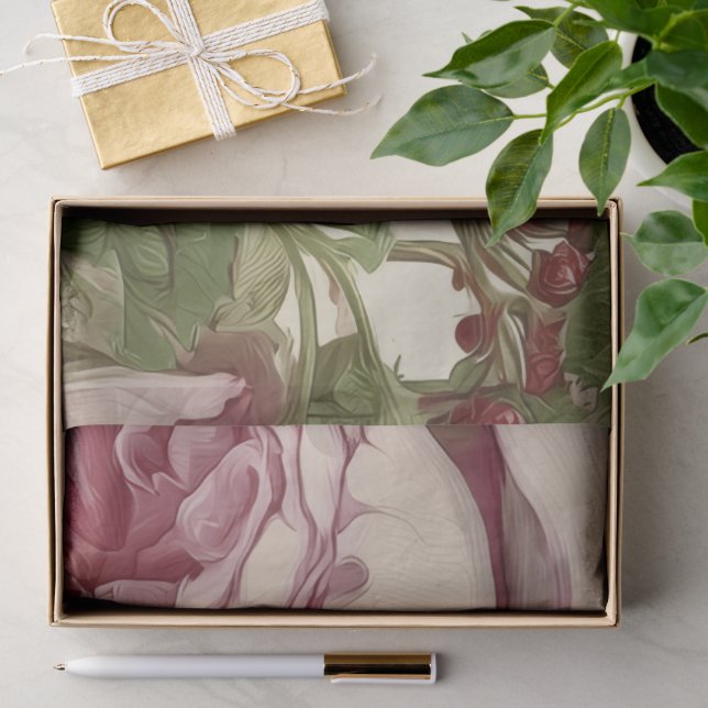 Pfingstrosen Botanisches Blumendesign Seidenpapier (Geschenk)