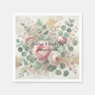 Pfingstrosen-Drama Light Cocktail-Hochzeit Papier Serviette