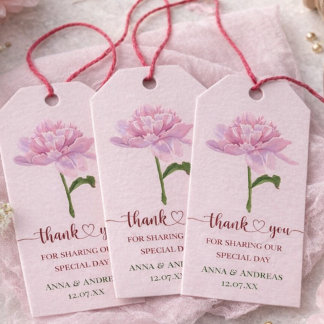 Pfingstrosen-Hochzeit-Dankeschön-Anhänger Geschenkanhänger