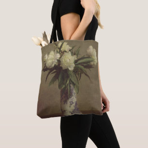 Pfingstrosen in einem blauen und weißen Vase Tasche
