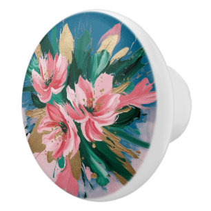 Pfingstrosen-inspirierte Blumengestecke mit metall Keramikknauf