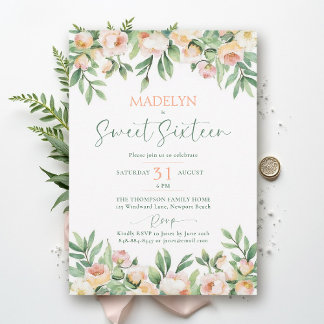 Pfingstrosen Pfirsich Rosa Schrift Elegant Floral Einladung